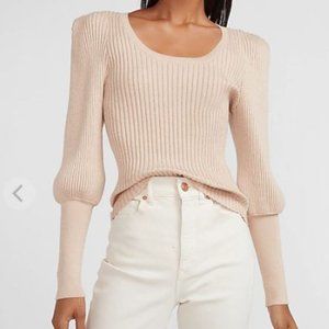 Express Metallic Champagne Sharp Shoulder Top